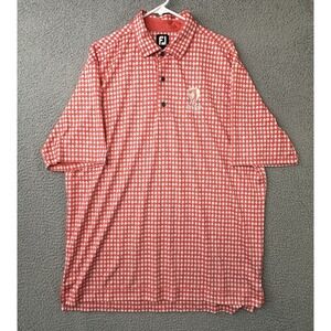 FootJoy Polo Shirt Mens XL Orange Geometric Hard Rock Golf Club Punta Cana